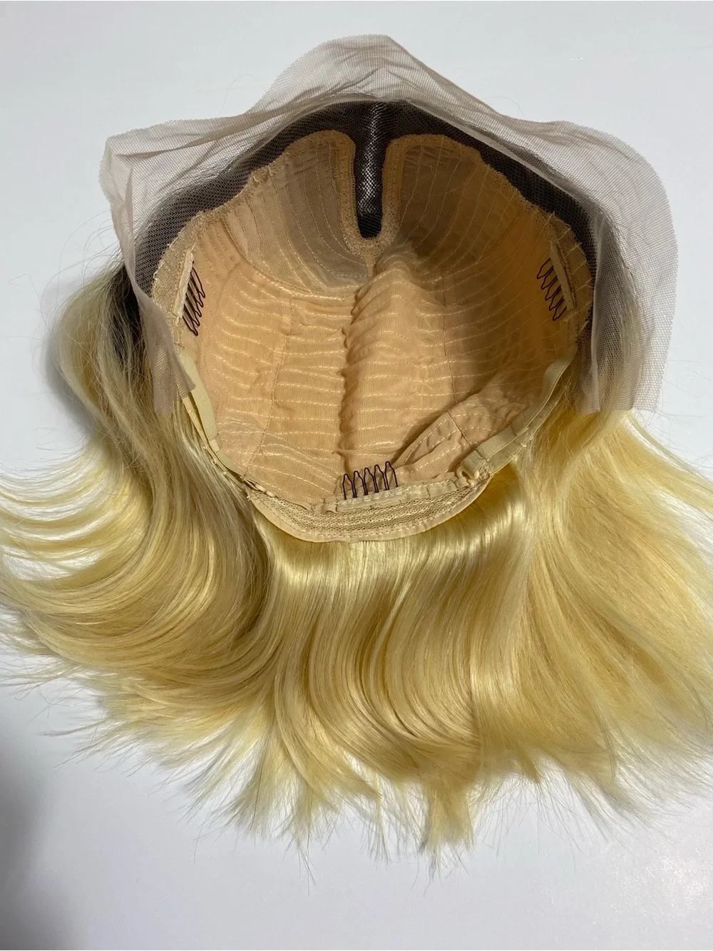 Short Ombré Blonde Bob Wig 100% Human Hair Lace Front T Part Wig 12” Blunt Cut